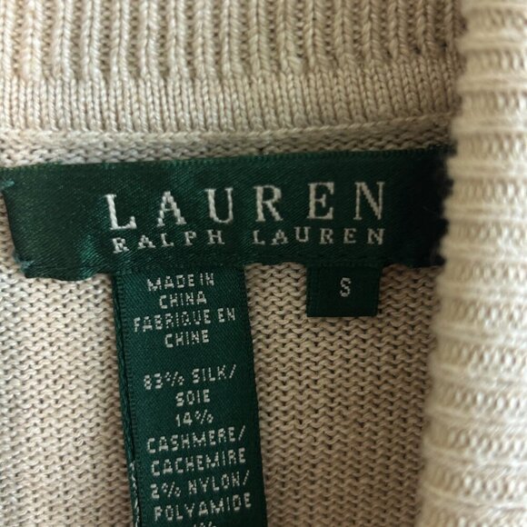 Lauren Ralph Lauren Tan Silk Cashmere Blend Turtleneck Sweater Size Small - Picture 3 of 7